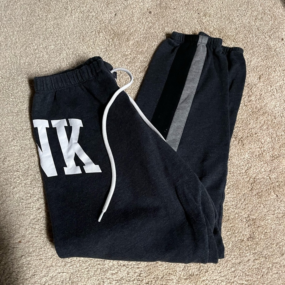 PINK brand dark grey with light grey stripes sweatpants - size xs